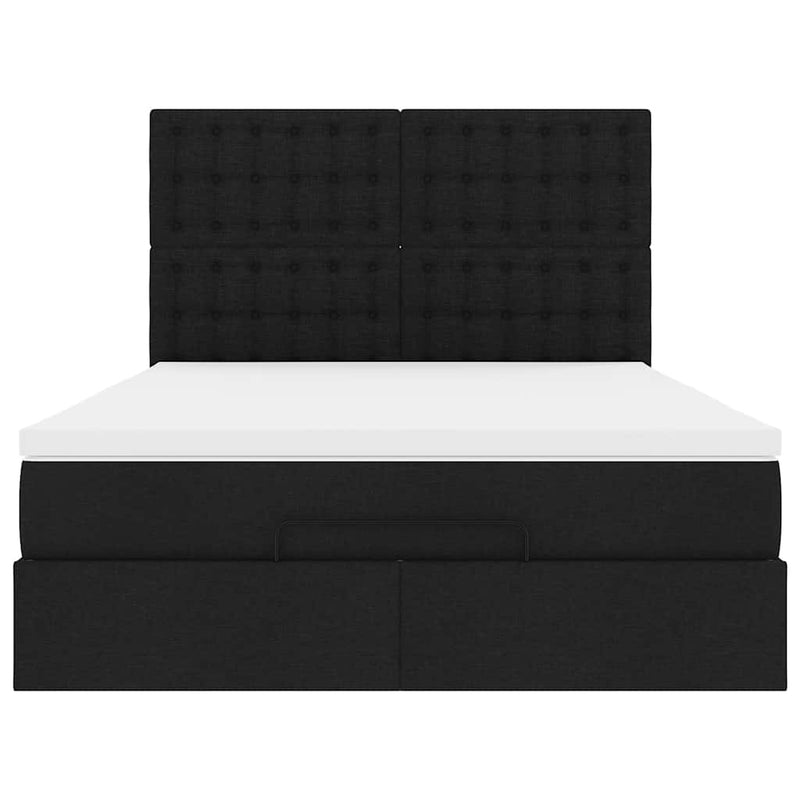 Ottoman Bed with Mattress & LEDs Black Double Fabric Payday Deals