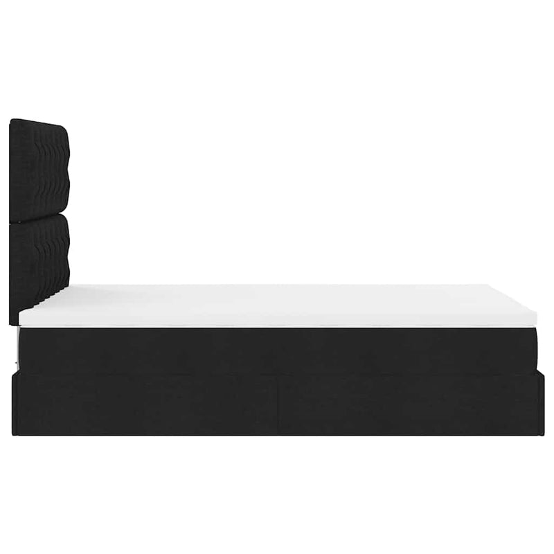 Ottoman Bed with Mattress & LEDs Black King Single Fabric Payday Deals