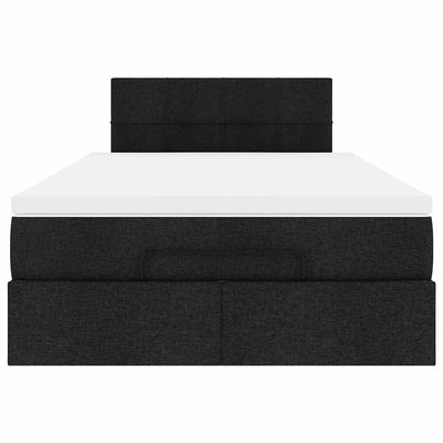 Ottoman Bed with Mattress & LEDs Black King Single Fabric Payday Deals