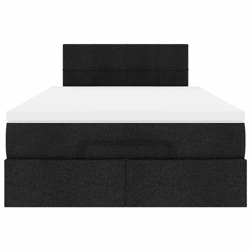 Ottoman Bed with Mattress & LEDs Black King Single Fabric Payday Deals