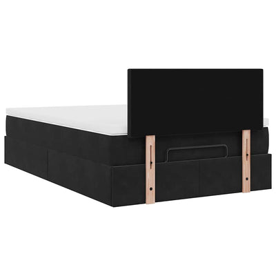 Ottoman Bed with Mattress & LEDs Black King Single Velvet Payday Deals