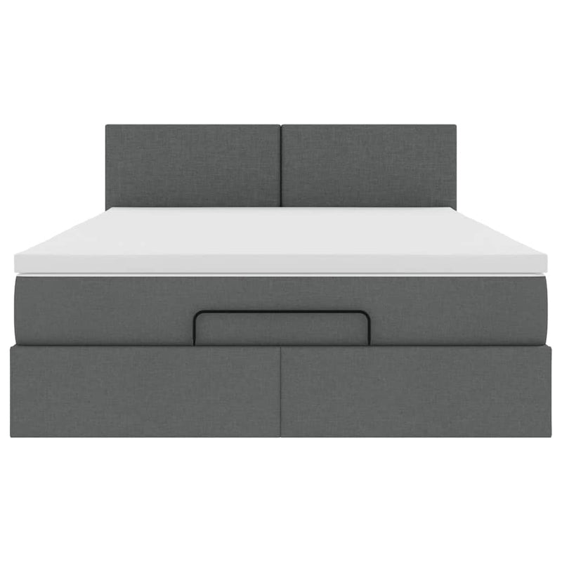 Ottoman Bed with Mattress & LEDs Dark Grey Double Fabric Payday Deals