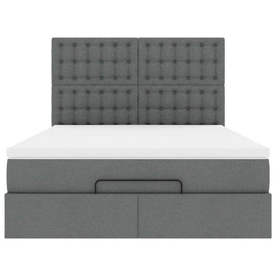 Ottoman Bed with Mattress & LEDs Dark Grey Double Fabric Payday Deals