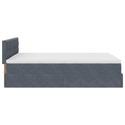 Ottoman Bed with Mattress & LEDs Dark Grey Double Velvet Payday Deals