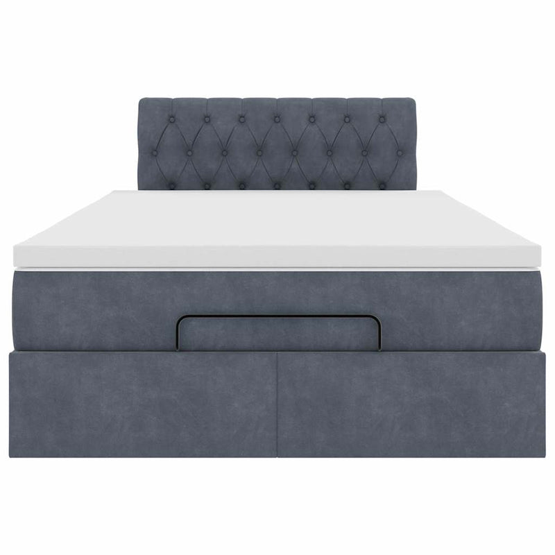 Ottoman Bed with Mattress & LEDs Dark Grey King Single Velvet Payday Deals