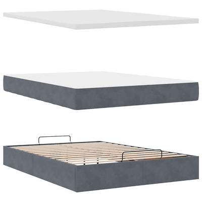 Ottoman Bed with Mattress & LEDs Dark Grey Queen Velvet Payday Deals