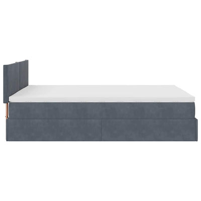 Ottoman Bed with Mattress & LEDs Dark Grey Queen Velvet Payday Deals