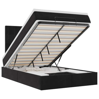 Ottoman Bed with Mattresses Black King Single Velvet Payday Deals