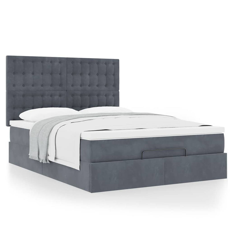 Ottoman Bed with Mattresses Dark Grey Double Velvet Payday Deals