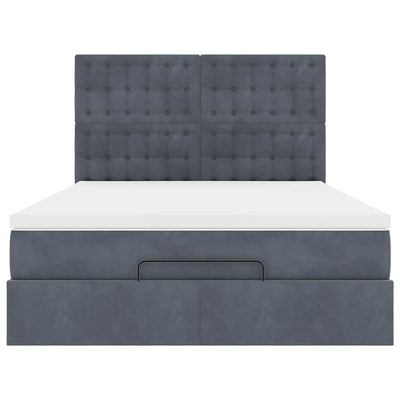 Ottoman Bed with Mattresses Dark Grey Double Velvet Payday Deals