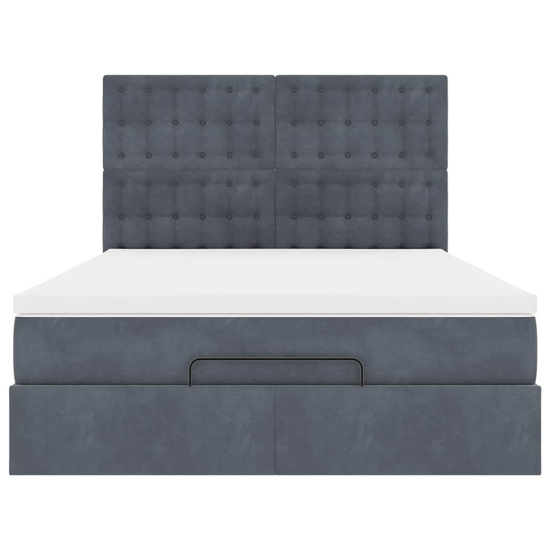 Ottoman Bed with Mattresses Dark Grey Double Velvet Payday Deals
