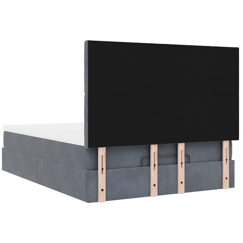 Ottoman Bed with Mattresses Dark Grey Double Velvet Payday Deals