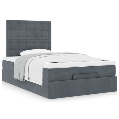 Ottoman Bed with Mattresses Dark Grey King Single Velvet Payday Deals
