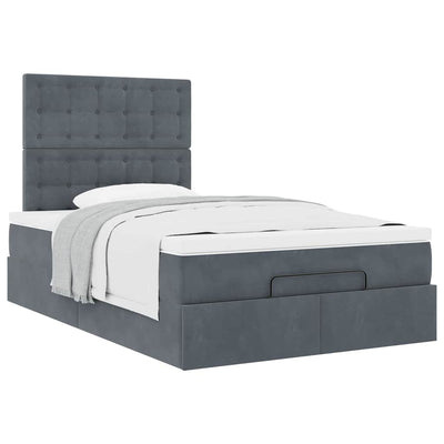 Ottoman Bed with Mattresses Dark Grey King Single Velvet Payday Deals