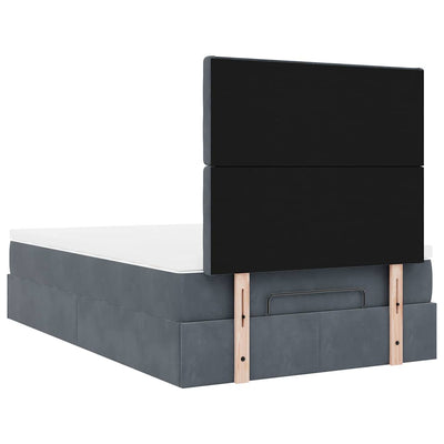 Ottoman Bed with Mattresses Dark Grey King Single Velvet Payday Deals