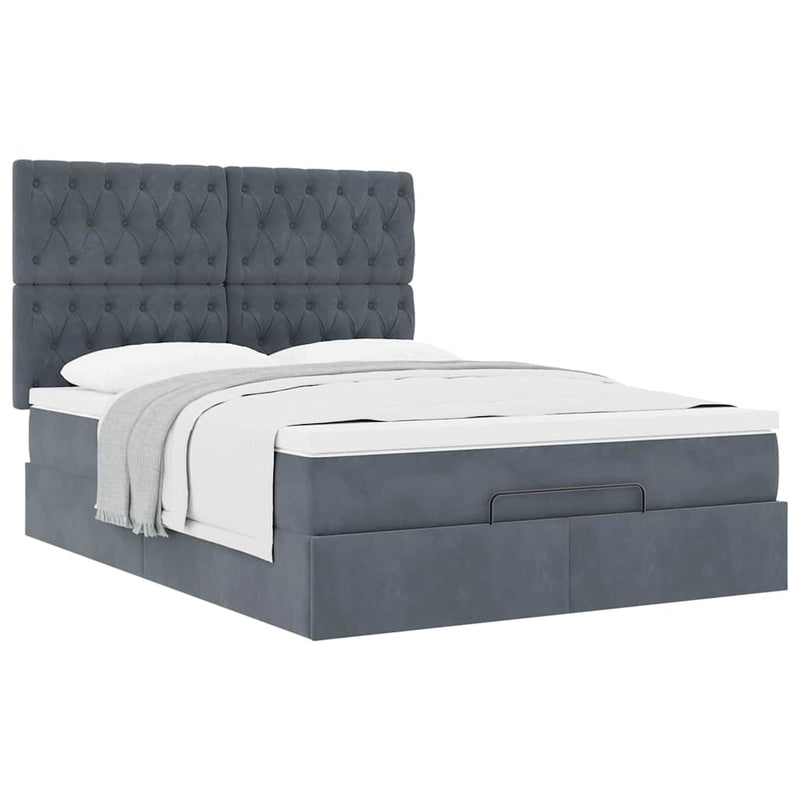 Ottoman Bed with Mattresses Dark Grey Queen Velvet Payday Deals