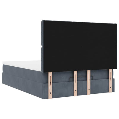 Ottoman Bed with Mattresses Dark Grey Queen Velvet Payday Deals