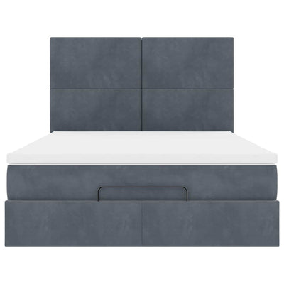 Ottoman Bed with Mattresses & LEDs Dark Grey Double Velvet Payday Deals