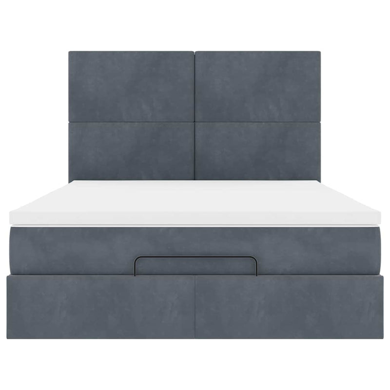 Ottoman Bed with Mattresses & LEDs Dark Grey Double Velvet Payday Deals