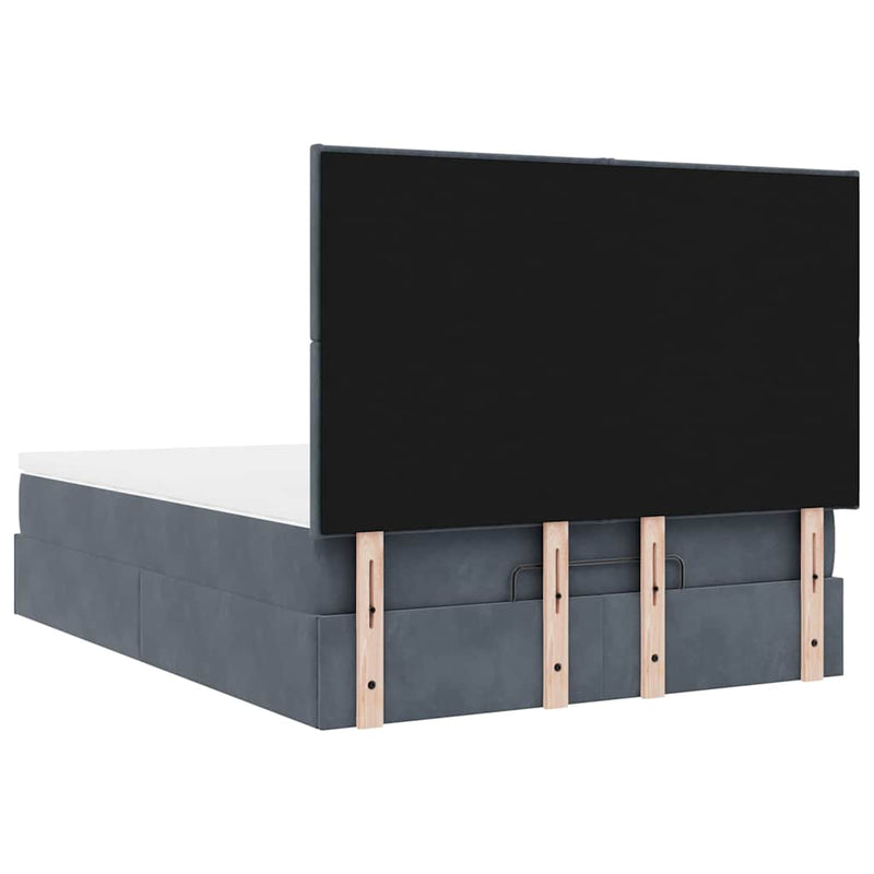 Ottoman Bed with Mattresses & LEDs Dark Grey Double Velvet Payday Deals
