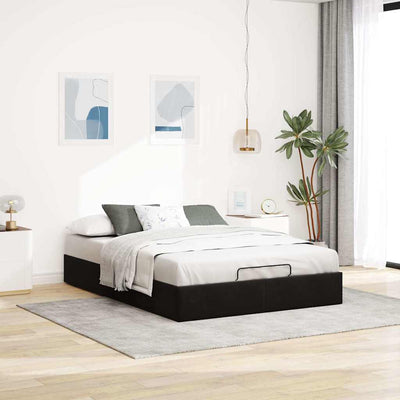 Ottoman Storage Bed Frame No Mattress Black Double Velvet Payday Deals