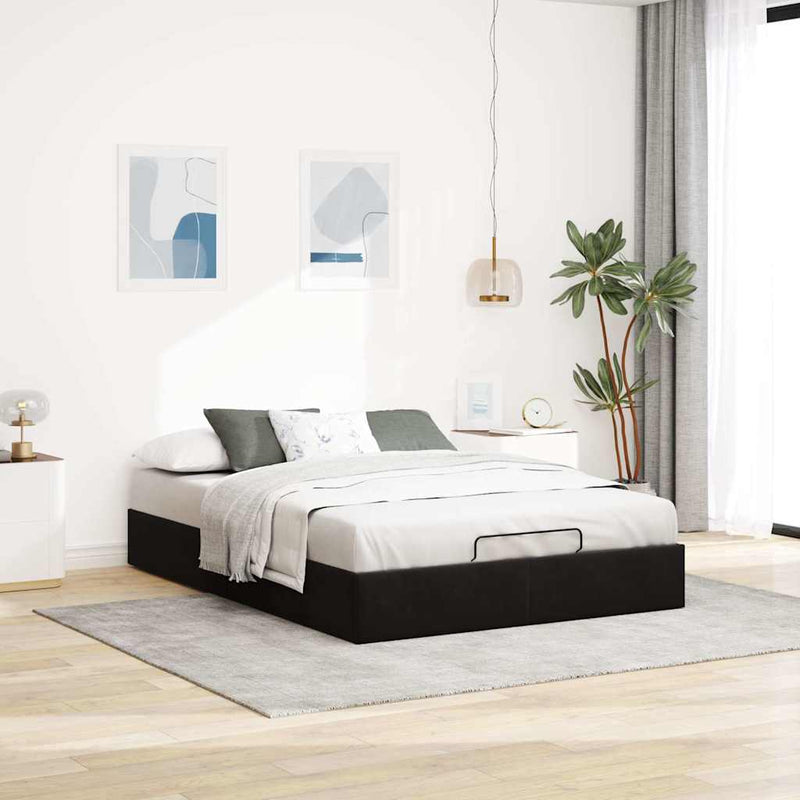 Ottoman Storage Bed Frame No Mattress Black Double Velvet Payday Deals