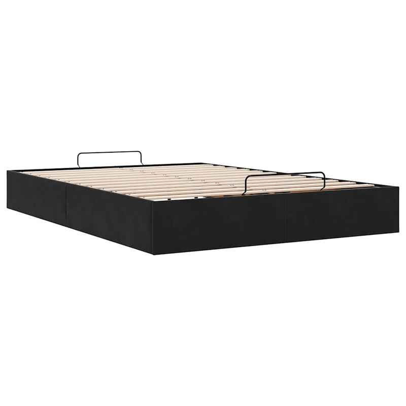 Ottoman Storage Bed Frame No Mattress Black Double Velvet Payday Deals