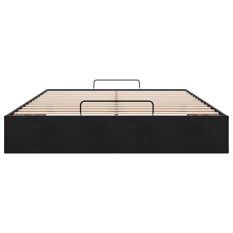 Ottoman Storage Bed Frame No Mattress Black Double Velvet Payday Deals
