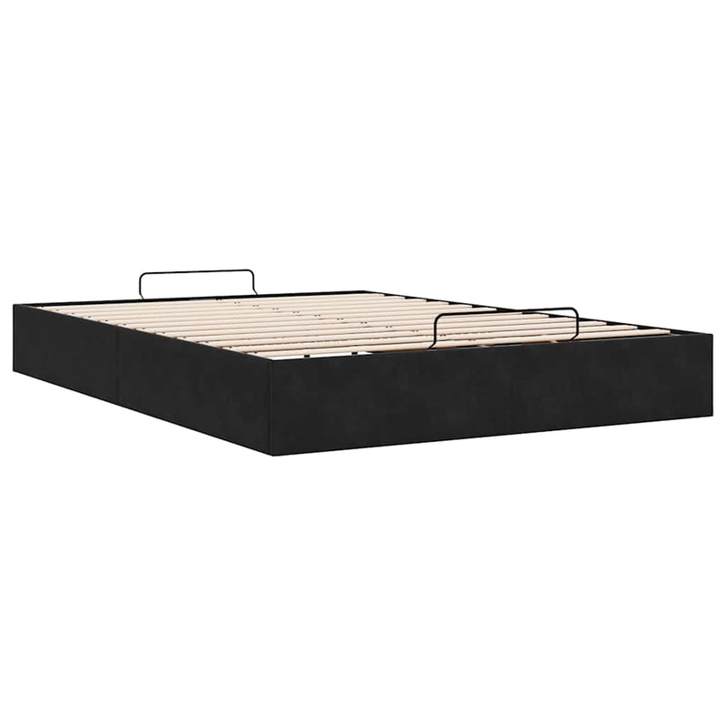 Ottoman Storage Bed Frame No Mattress Black Double Velvet Payday Deals