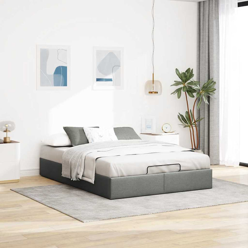 Ottoman Storage Bed Frame without Mattress Dark Grey Double Fabric Payday Deals