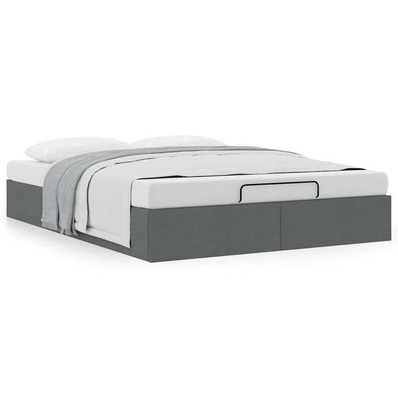 Ottoman Storage Bed Frame without Mattress Dark Grey Double Fabric Payday Deals