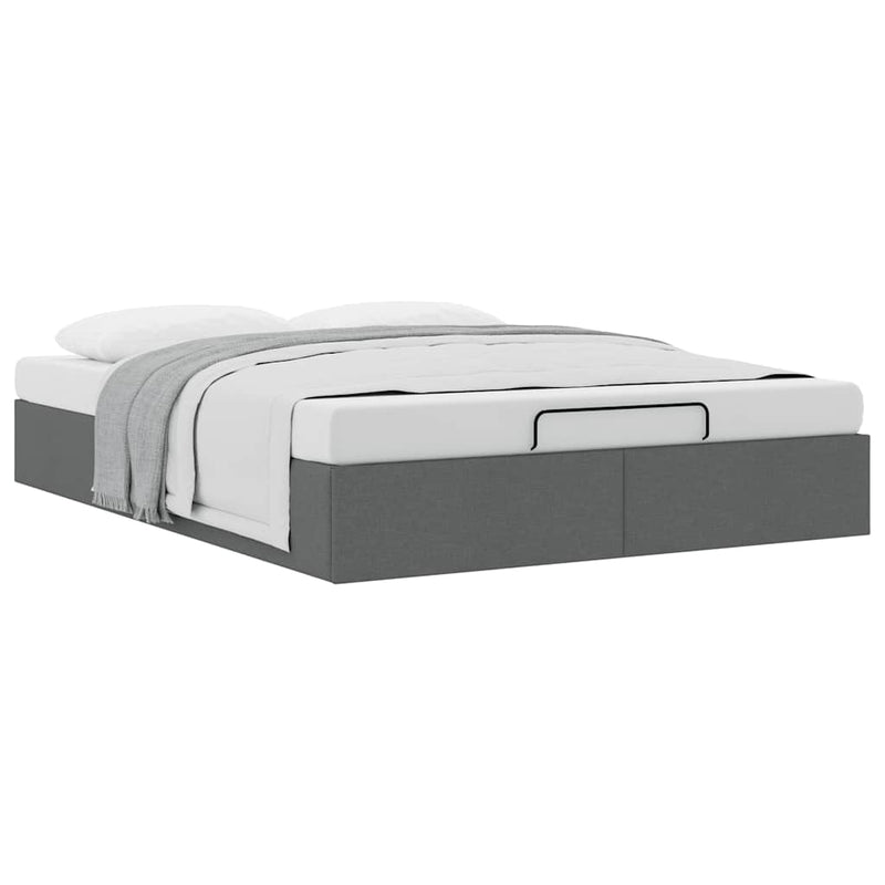 Ottoman Storage Bed Frame without Mattress Dark Grey Double Fabric Payday Deals