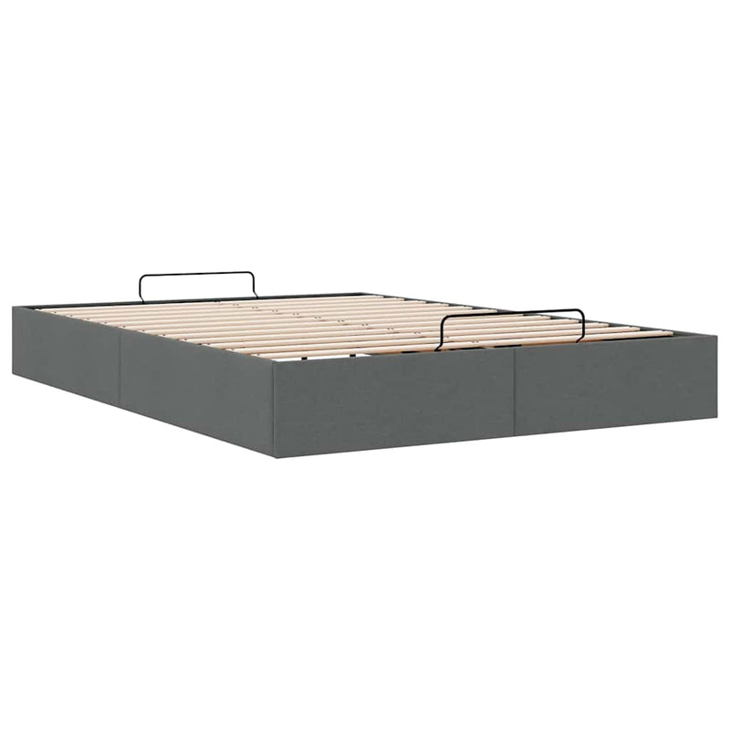 Ottoman Storage Bed Frame without Mattress Dark Grey Double Fabric Payday Deals