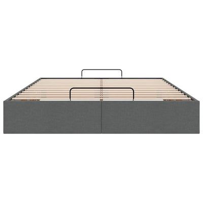 Ottoman Storage Bed Frame without Mattress Dark Grey Double Fabric Payday Deals