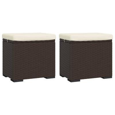 Ottomans with Cushions 2 pcs Brown 40x30x40 cm Poly Rattan Payday Deals
