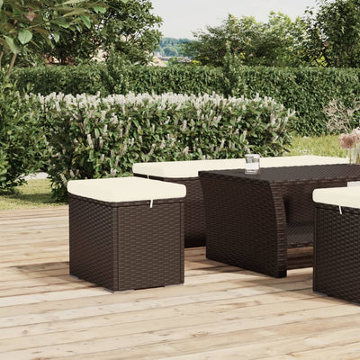 Ottomans with Cushions 2 pcs Brown 40x30x40 cm Poly Rattan Payday Deals