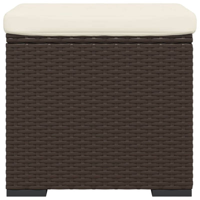 Ottomans with Cushions 2 pcs Brown 40x30x40 cm Poly Rattan Payday Deals