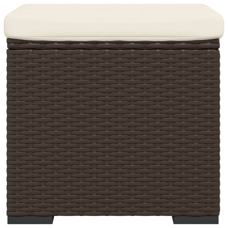 Ottomans with Cushions 2 pcs Brown 40x30x40 cm Poly Rattan Payday Deals