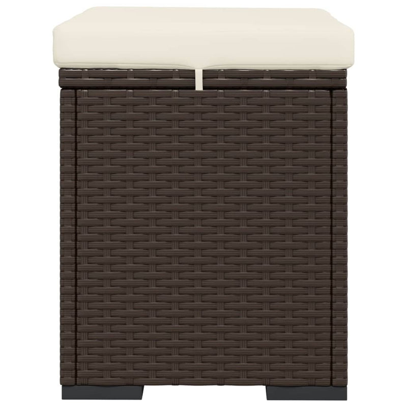 Ottomans with Cushions 2 pcs Brown 40x30x40 cm Poly Rattan Payday Deals