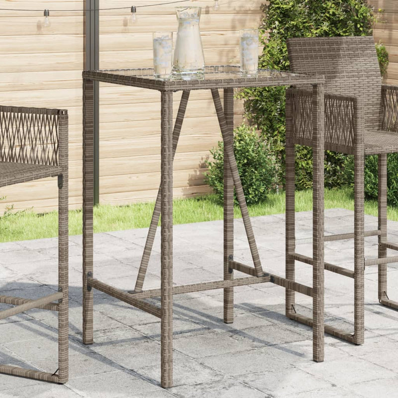 Outdoor Bar Table Grey 70x70x110 cm Poly Rattan Payday Deals