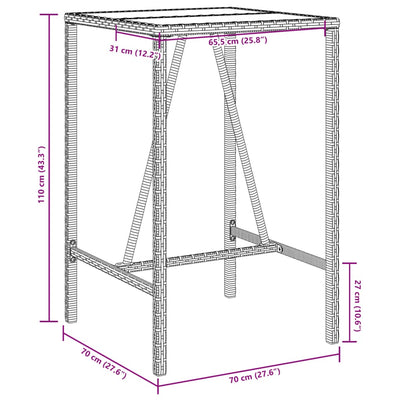 Outdoor Bar Table Grey 70x70x110 cm Poly Rattan Payday Deals