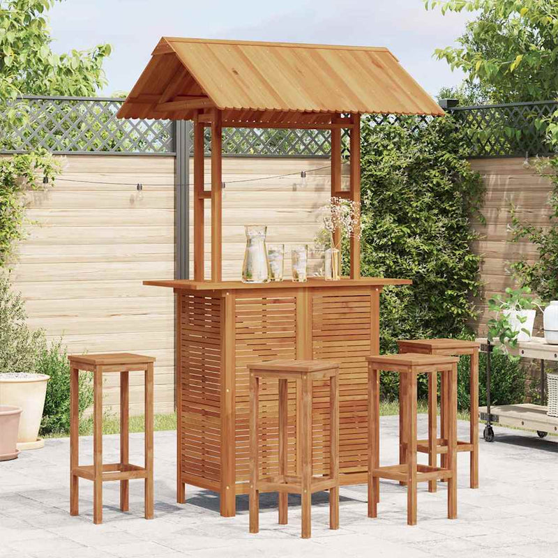 Outdoor Bar Table with Rooftop 113x106x217 cm Solid Acacia Wood Payday Deals