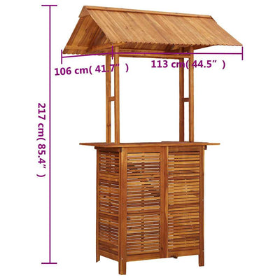 Outdoor Bar Table with Rooftop 113x106x217 cm Solid Acacia Wood Payday Deals