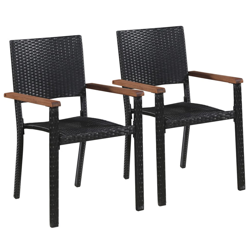 Outdoor Chairs 2 pcs Poly Rattan Black Payday Deals