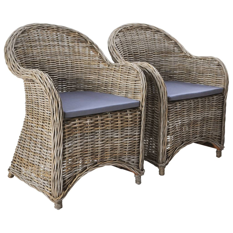 Outdoor Chairs 2 pcs with Cushions Natural Rattan Payday Deals