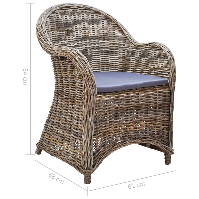 Outdoor Chairs 2 pcs with Cushions Natural Rattan Payday Deals