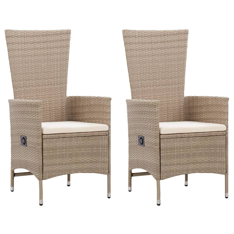 Outdoor Chairs 2 pcs with Cushions Poly Rattan Beige Payday Deals