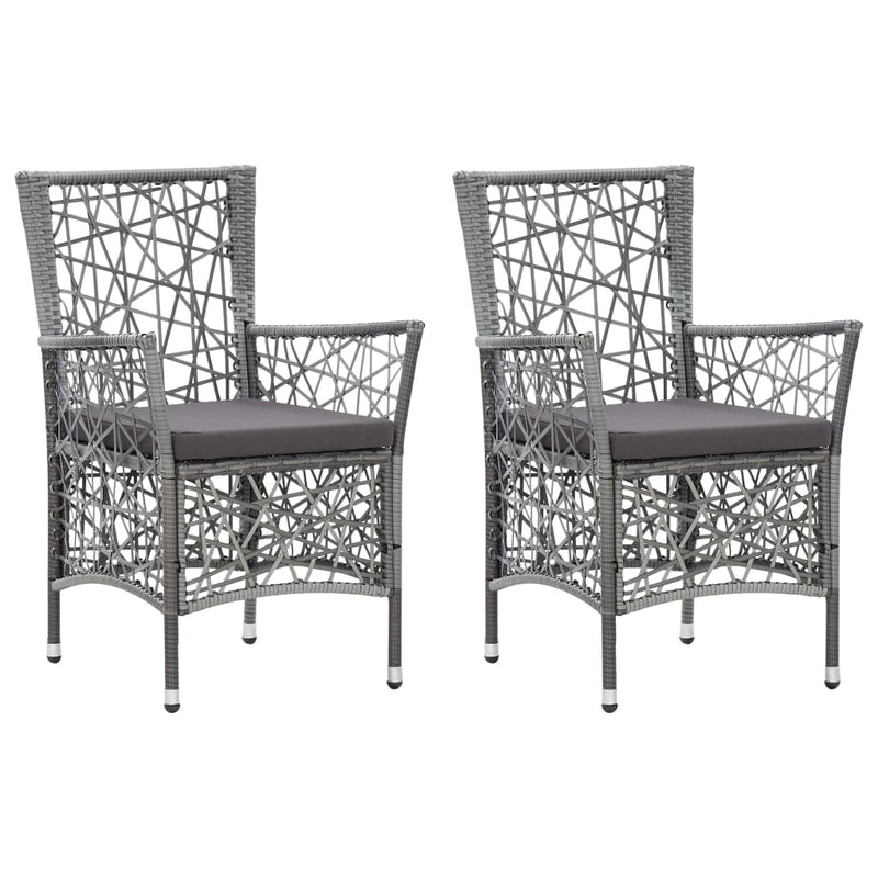 Outdoor Chairs 2 pcs with Cushions Poly Rattan Grey Payday Deals
