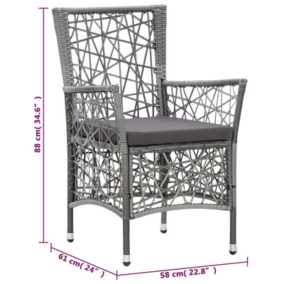 Outdoor Chairs 2 pcs with Cushions Poly Rattan Grey Payday Deals