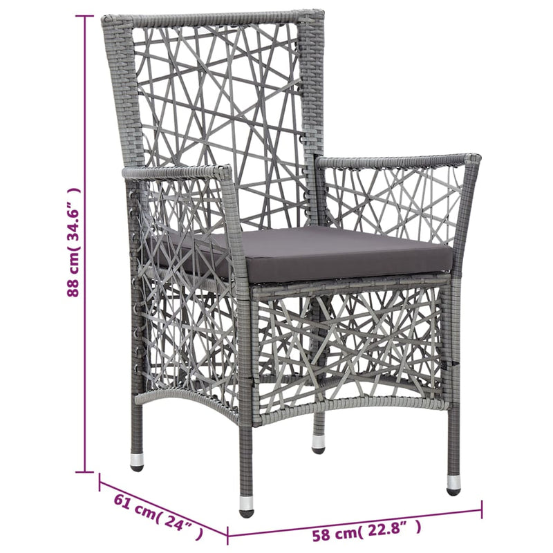 Outdoor Chairs 2 pcs with Cushions Poly Rattan Grey Payday Deals